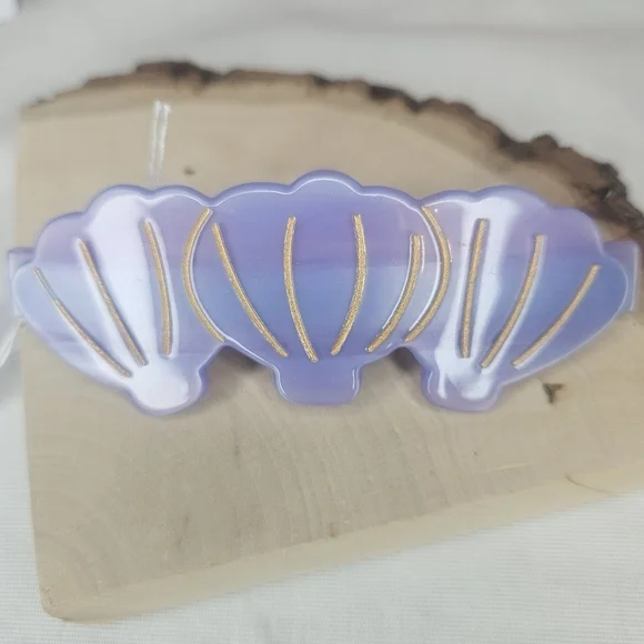 Disney Ariel Blue, Purple, And Gold 3 Shell Hair Barette Shimmery NWOT 3.25" - Picture 2 of 4